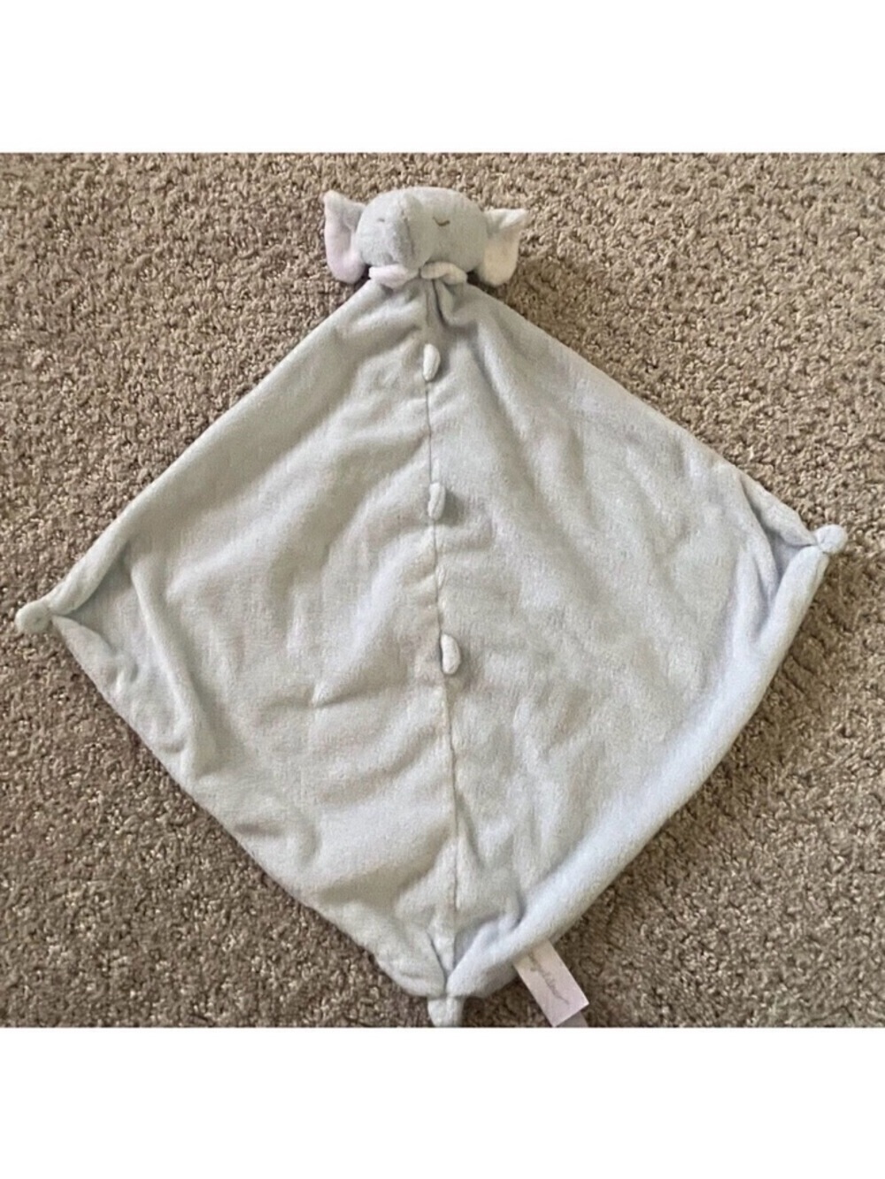 Angel Dear Teether Blankie Lovey Blue Elephant Baby Soft Plush Security Blanket